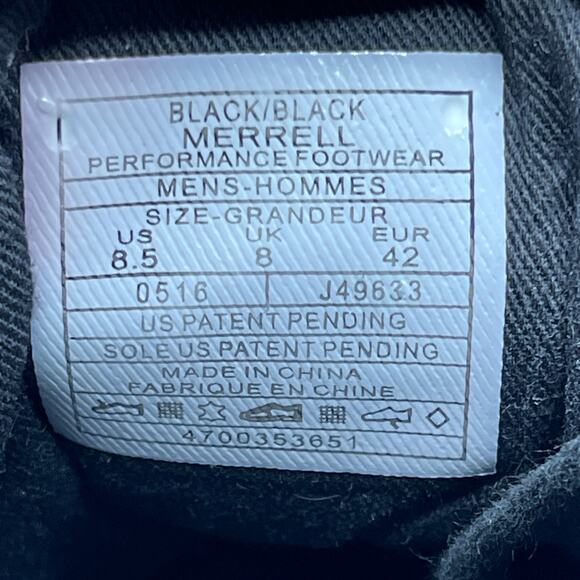 Merrell Rant Mens Size 8.5 Black Canvas Leather Casual Comfort Walking Sneakers - Picture 8 of 8